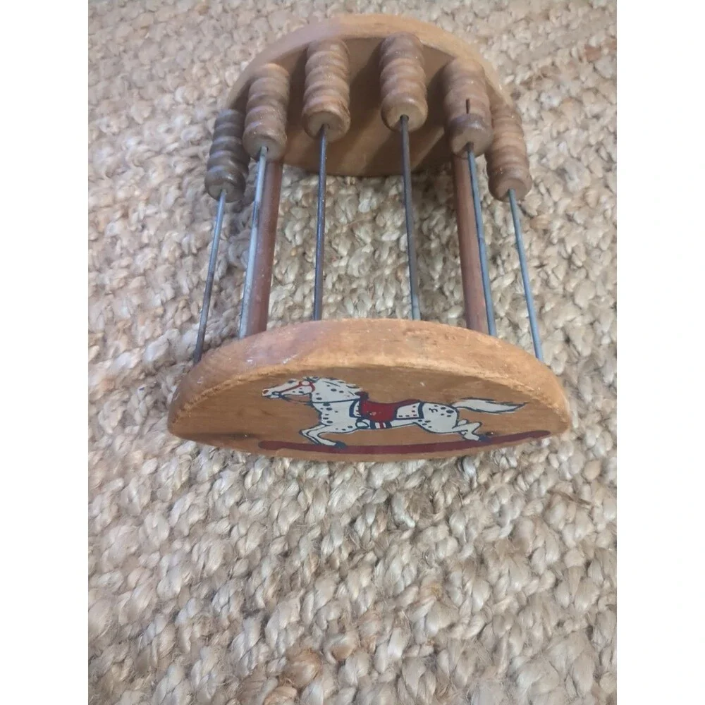 Vintage Abacus 1940s Holgate Wood Rocking Horse Toy Educational Collectible